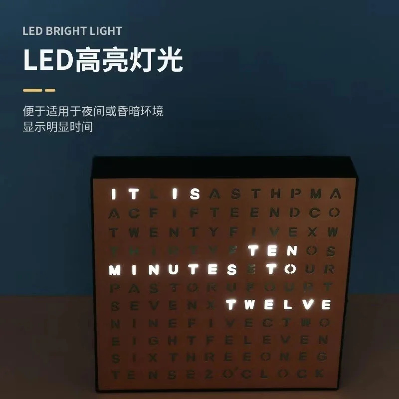 Led Desk Clock - Timed Electronic Lightbox English Clock LED