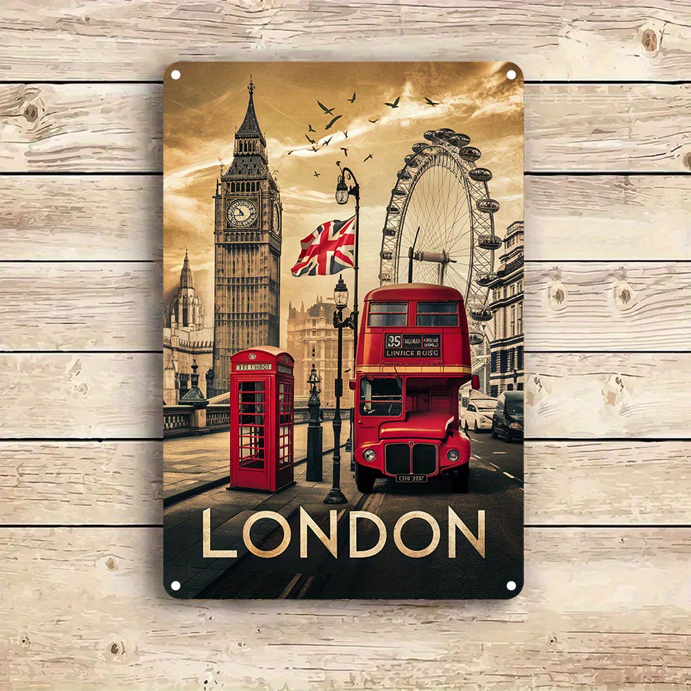 Home Office London - Vintage London Aluminum Wall Art Sign