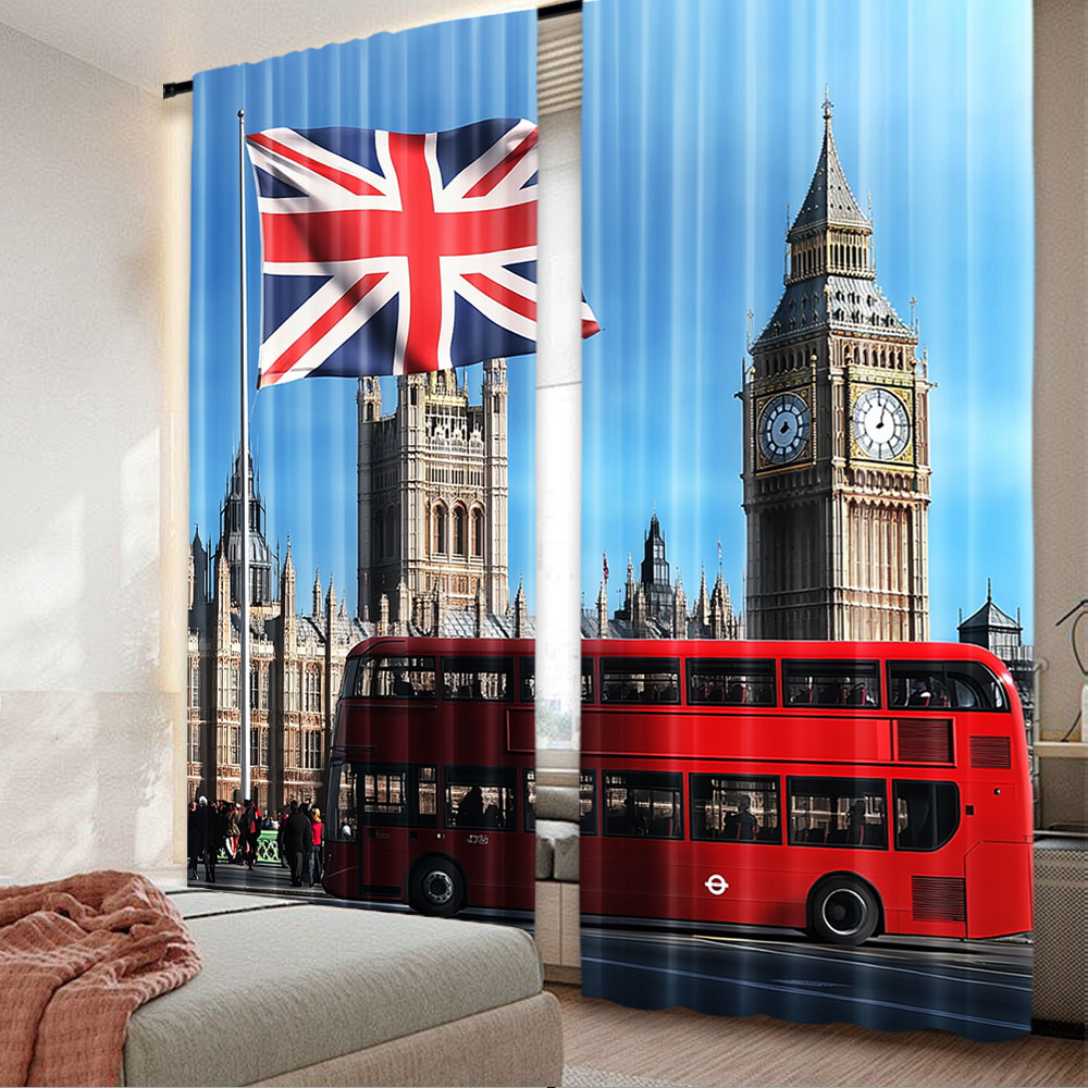 Home Office London - 2Pcs Big Ben London Street Backdrop