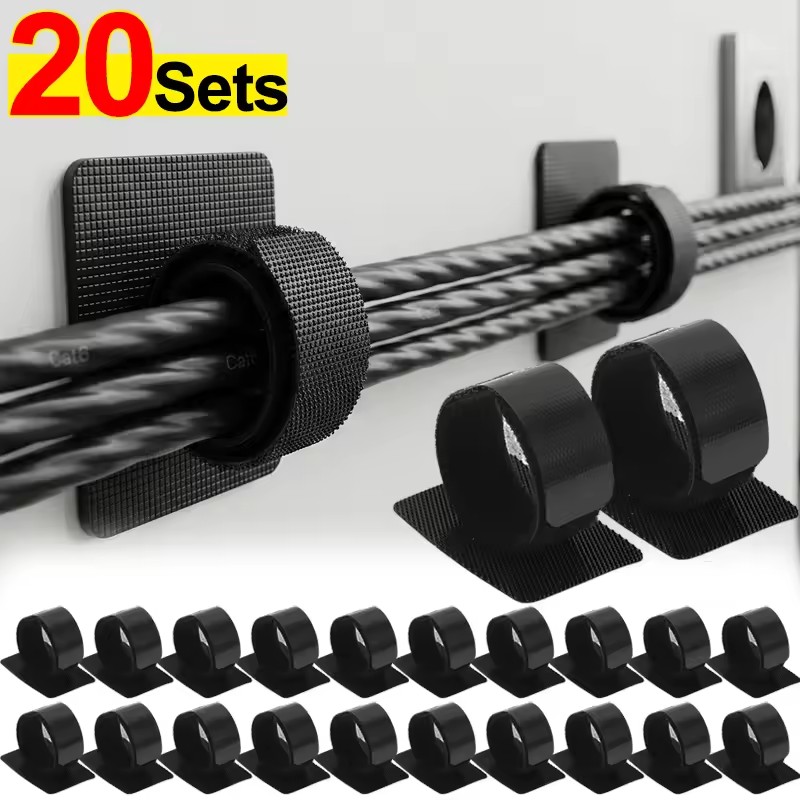 Home Office Organization - Adhesive Under Desk Cable Ties Wire