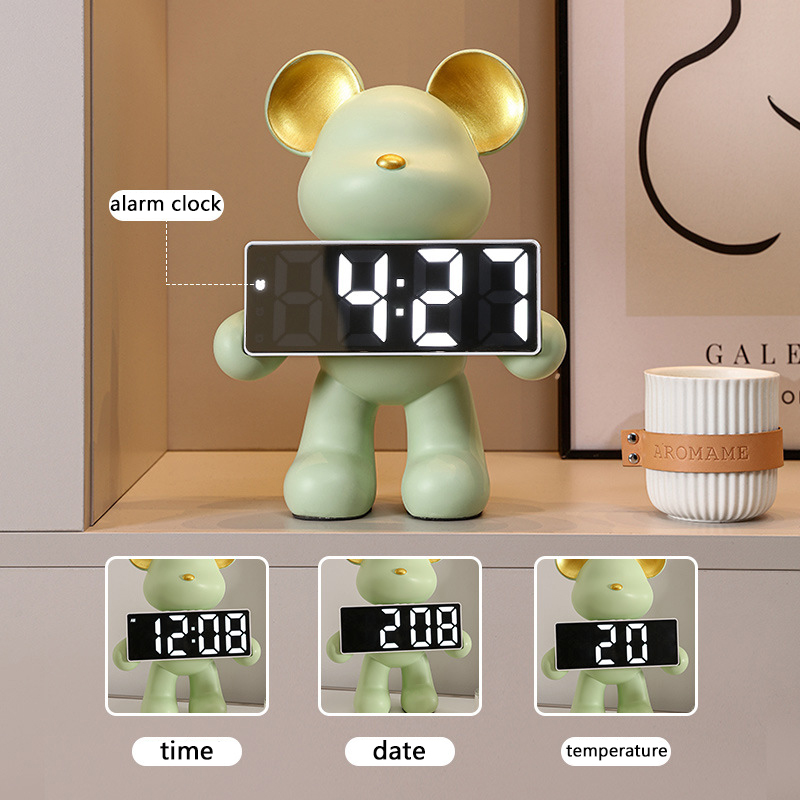 Nordic Creative Resin Bear Clo - огляд і ціна Led Desk Clock