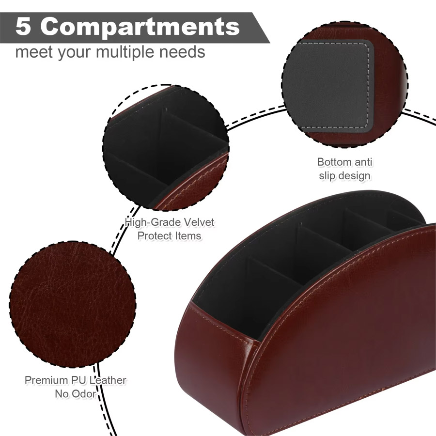 1Pc 5 Grid PU Leather Desktop  - огляд і ціна Home Office Organization