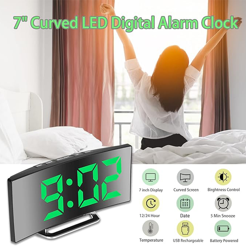 LED Digital Alarm Clock Curved - огляд і ціна Led Desk Clock