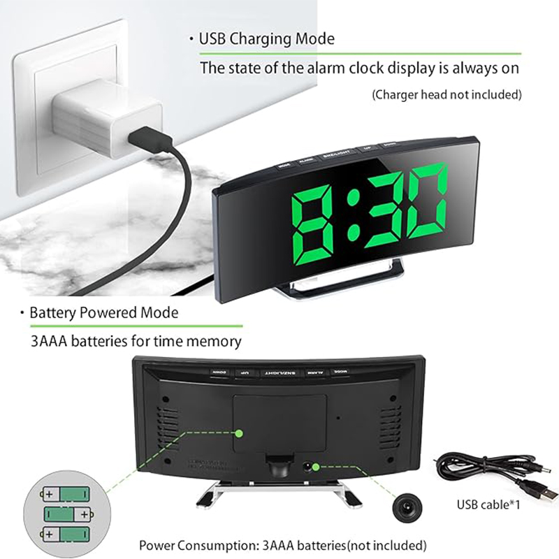 LED Digital Alarm Clock Curved - огляд і ціна Led Desk Clock