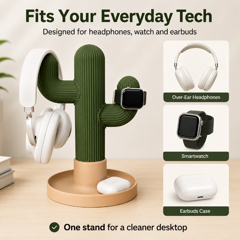 Minimalist Cactus Headset Stan - огляд і ціна Home Office Organization