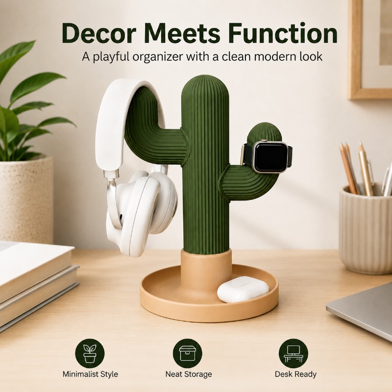 Minimalist Cactus Headset Stan - огляд і ціна Home Office Organization